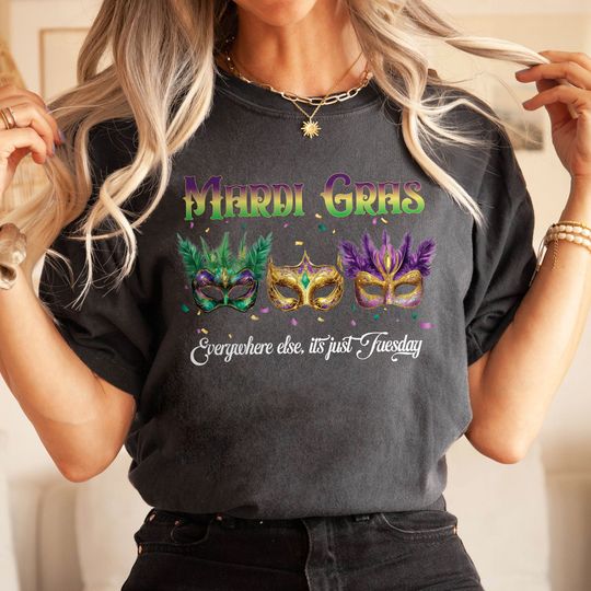 Happy Mardi Gras Comfort Color T-Shirt, Fleur De Lis Festival