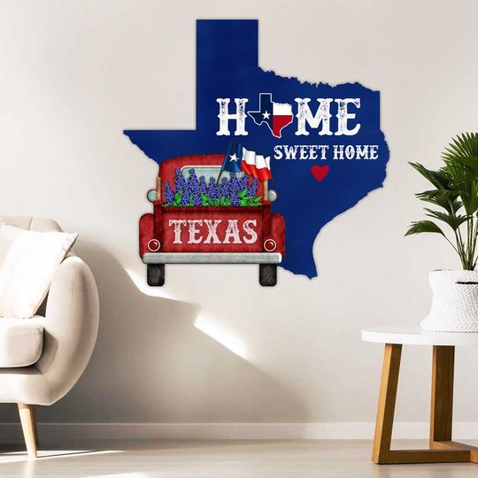 Texas Hanging Metal Sign Home Sweet Home