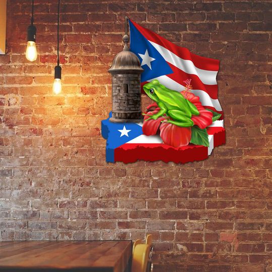 Coqui Frog Puerto Rico Hanging Metal Sign