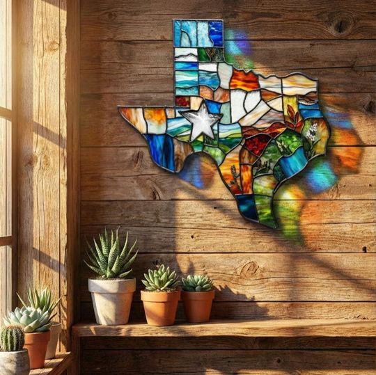 Texas Map Hanging Metal Sign, The Lone Star State Wall Art Home Decor