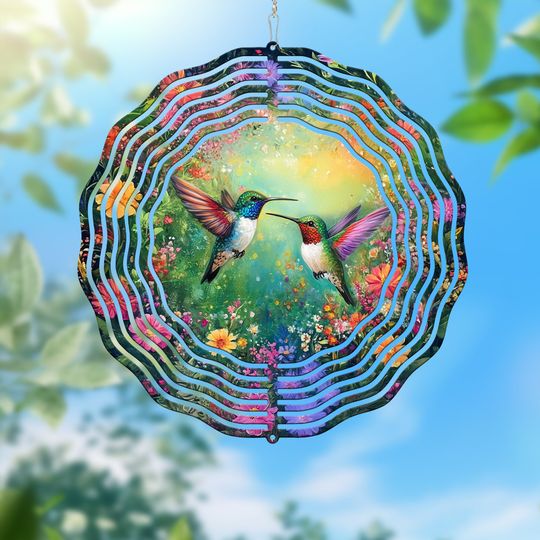 Hummingbird Spring Flower Wind Spinner