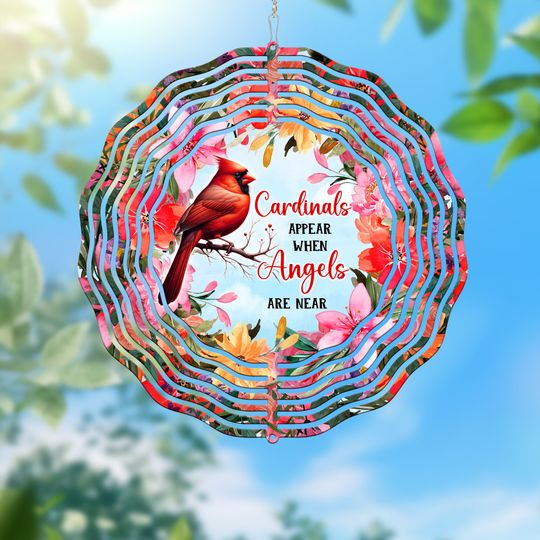 Memorial Red Cardinal Floral Wind Spinner