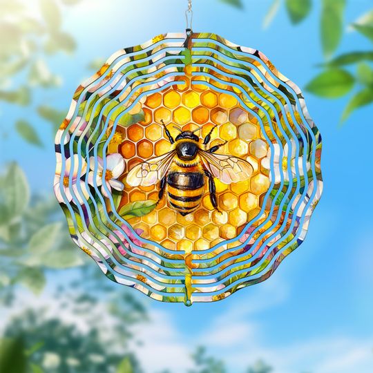 Bee Hive Spring Wind Spinner