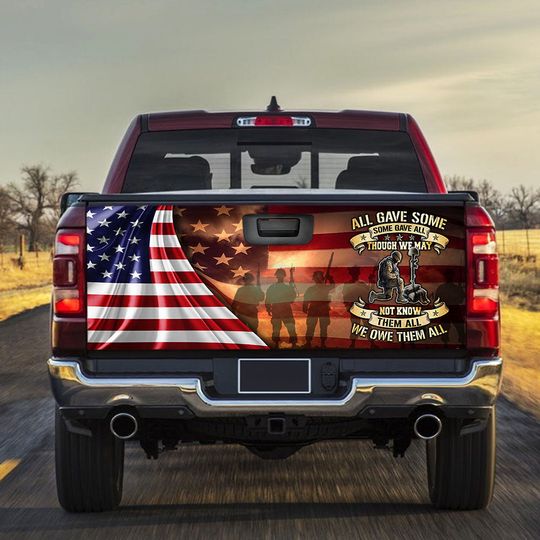 Veteran Car Decals FLAGWIX  ™ All Gave Some, Some Gave All Truck Tailgate Decal Sticker Wrap
