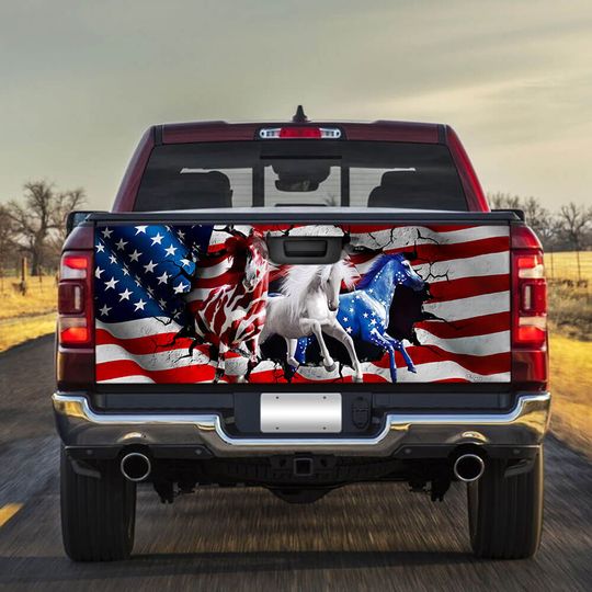Horse American Patriot Truck Tailgate Decal Sticker Wrap