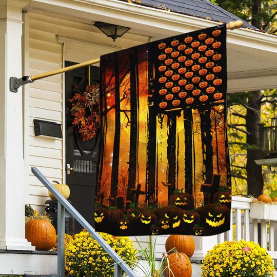 Pumpkin American Flag FLAGWIX  ™ Halloween Pumpkin Flag 3-Day Shipping