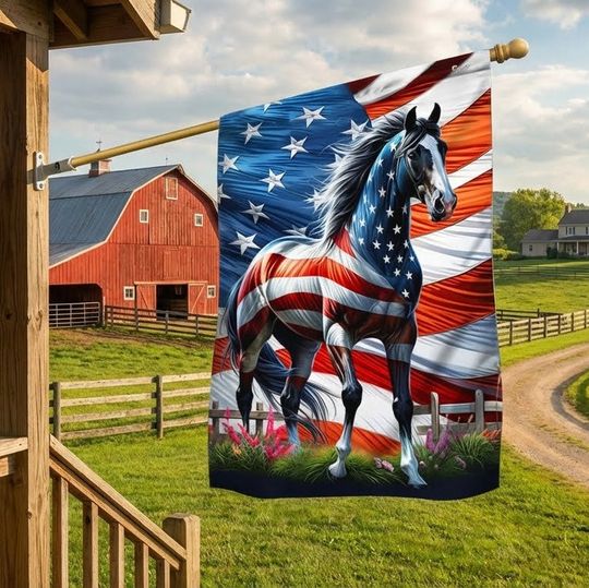 Horse Patriotic American Flag Wrapped in Glory 3-Day Shipping