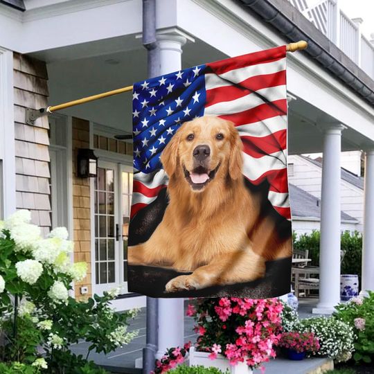 Golden Retriever. American Patriot Wrapped in Glory Flag 3-Day Shipping