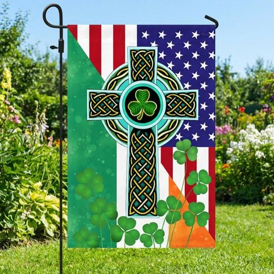 Irish Celtic Knot Cross St. Patrick's Day American Flag