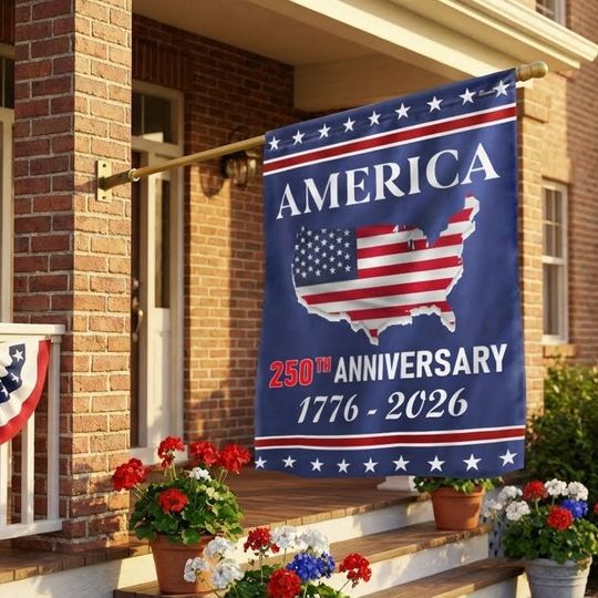 Flagwix American Flag - 250th Anniversary Semiquincentennial America Map Flag