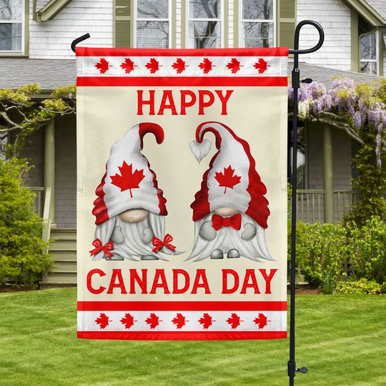 Happy Canada Day Gnomes Flag
