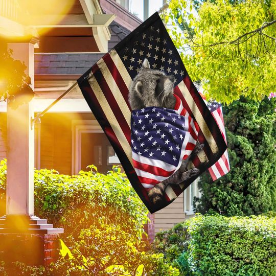 Raccoon American Patriot Flag