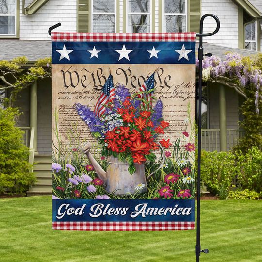 Flagwix American Flag - God Bless America Patriotic Flowers Happy 4th of july Flag