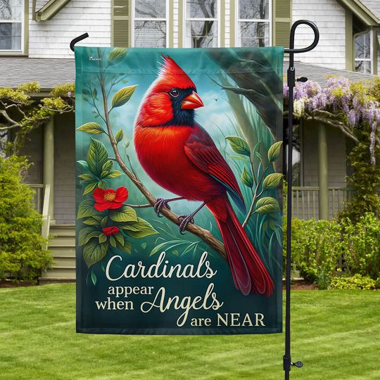 Spring Cardinal Angels Are Near Flag for Outdoor Home Decor, Double Sided