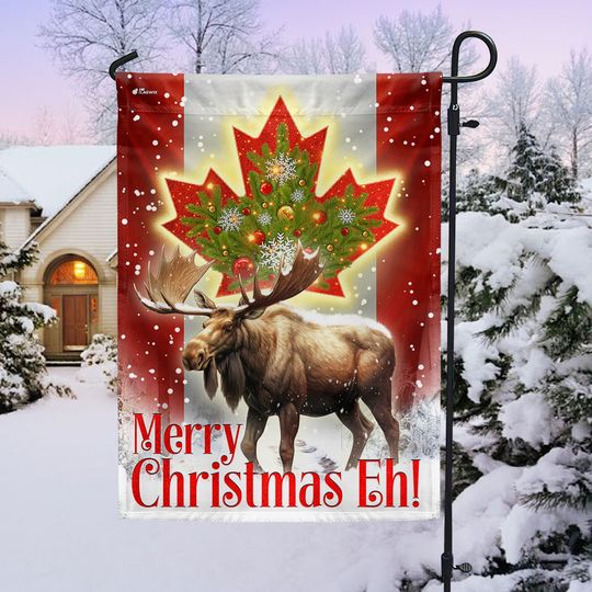 Canada Merry Christmas Eh Canada Moose Flag