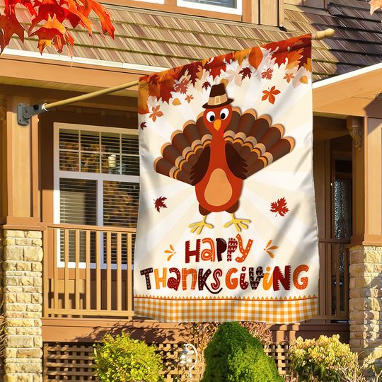 Happy Thanksgiving Turkey Flag