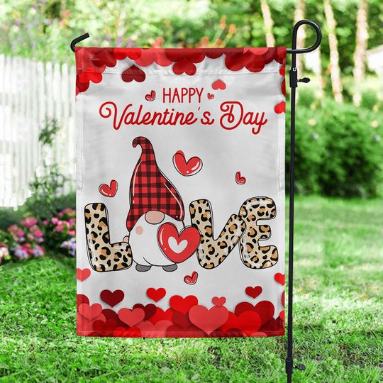 Happy Valentine's Day Gnome Love Flag