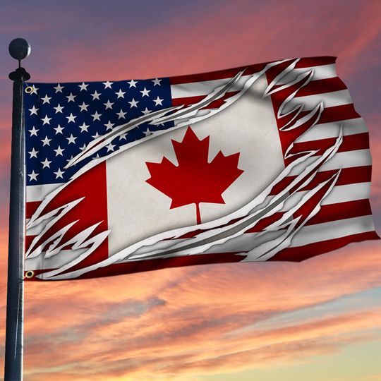American And Canadian Grommet Flag