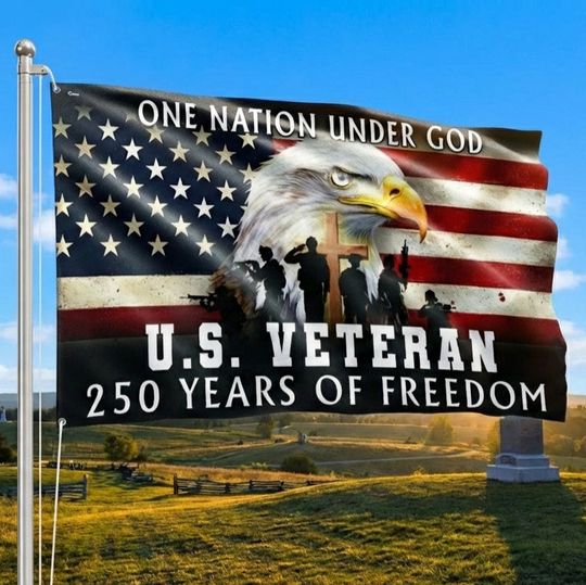 America 250th Anniversary Flag, US Veteran Semiquincentennial 1776 2026 Grommet Flag