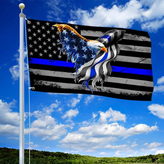 Back the Blue Flag – Thin Blue Line American Eagle Flag