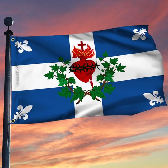 Quebec Sacred Heart Grommet Flag