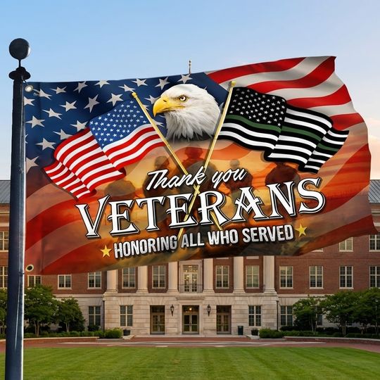 Thank You Veterans, Veterans Day Flag, Memorial American Eagle Flag