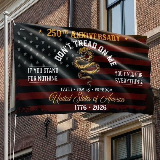 Flagwix USA 250th Anniversary Grommet Flag – Don’t Tread On Me Gadsden Flag Patriotic Design