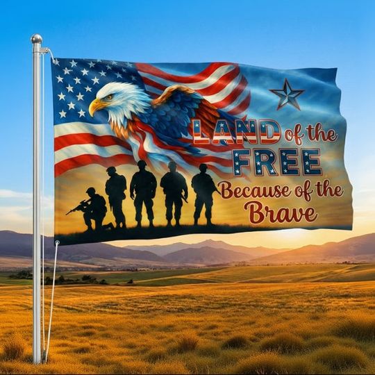 Flagwix American Flag - Memorial Day Eagle Land Of The Free Veteran Grommet Flag