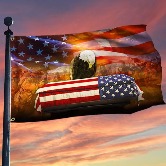 Veteran Flag Remembrance American Eagle Honoring All Who Served Grommet Flag