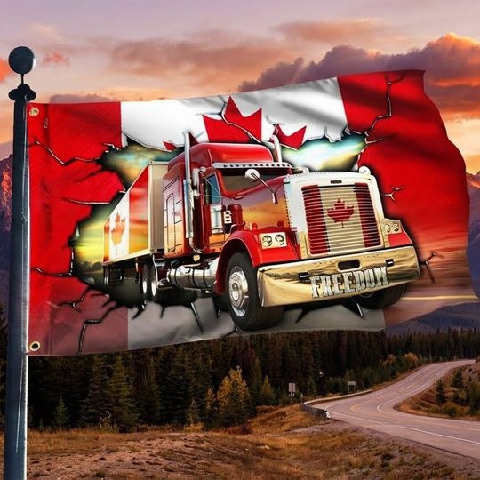 Truckers For Freedom Canadian Truck Grommet Flag