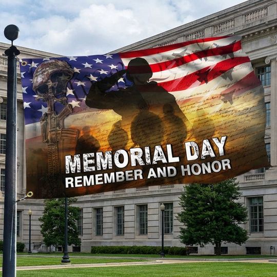 US Veteran American Memorial Day Grommet Flag