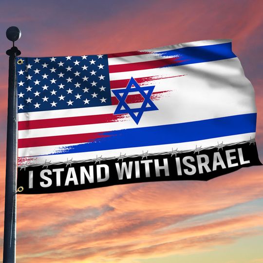 Israeli American I Stand With Israel Jewish Grommet Flag