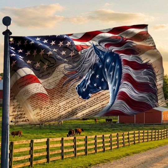 Horse Grommet Flag American Patriot