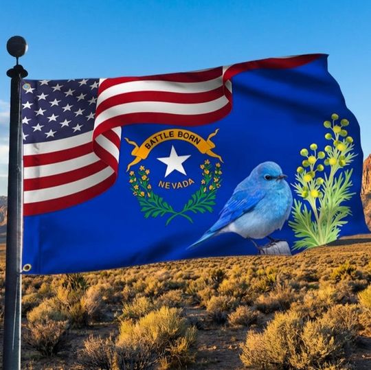 Nevada State Mtn.Bluebird and Sagebrush Grommet Flag MLN1141GFv31