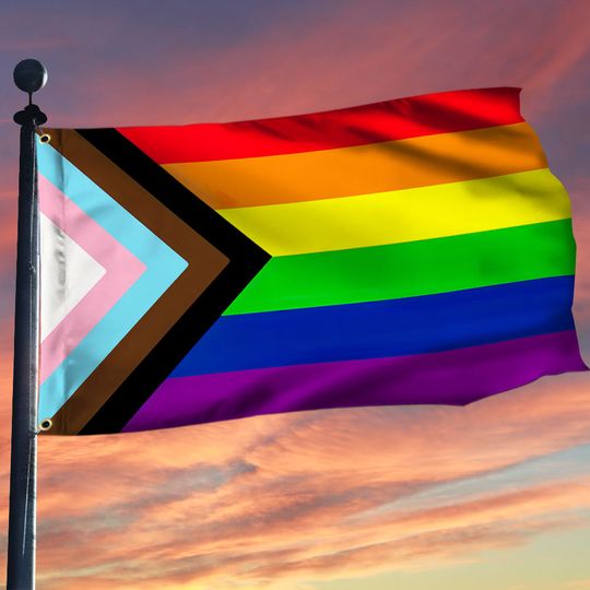 Pride Progress LGBT Grommet Flag, Transgender Lesbian Gay Pride, LGBTQ Community