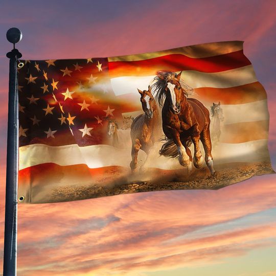 Horse Grommet Flag Horses Running