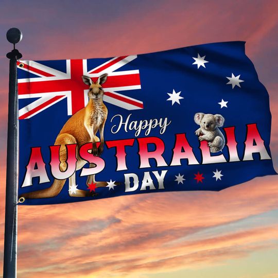 Happy Australia Day Kangaroo And Koala Grommet Flag