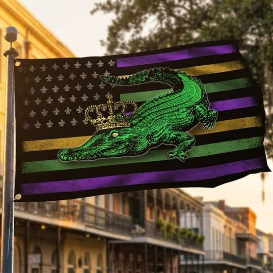 Alligator Grommet Flag Mardi Gras, Laissez Les Bons Temps Rouler