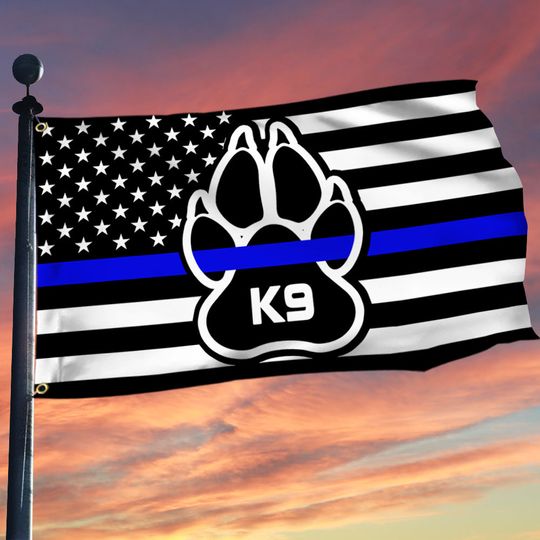 K9 Paw Thin Blue Line Grommet Flag Police Officer Law Enforcement