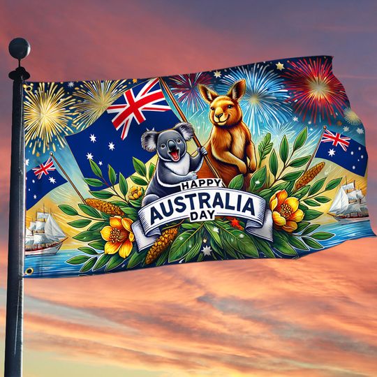 Australia Day Kangaroo and Koala Australian Grommet Flag
