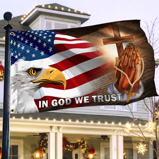 American Eagle In God We Trust Grommet Flag 3-Day Shipping