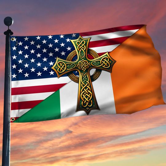 Irish Celtic Knot Cross St. Patrick’s Day Ireland  American Grommet Flag