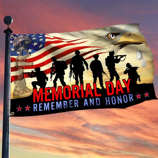Memorial Day Veteran Remember And Honor Grommet Flag
