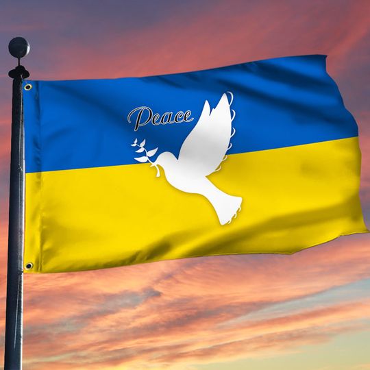 Ukrainian Flag Peace Ukraine Dove Grommet Flag