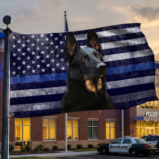 Police Dog. K9. The Thin Blue Line Flag
