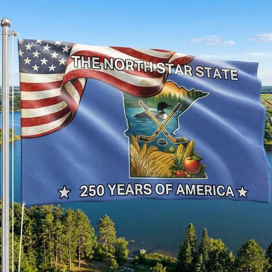 250 Years of America Flag, The North Star State Minnesota Grommet Flag