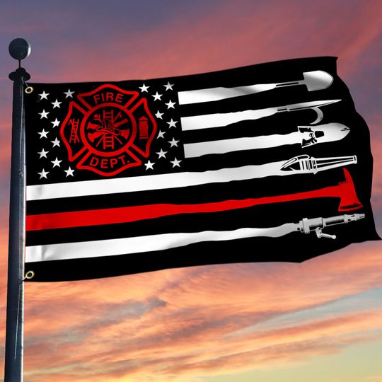 Firefighter Thin Red Line Grommet Flag