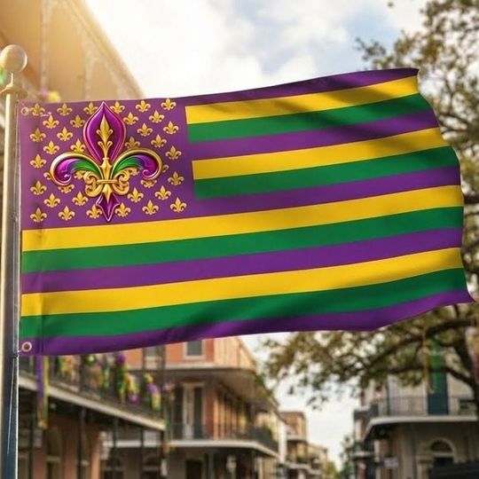 Mardi Gras Grommet Flag, New Orleans Mardi Gras