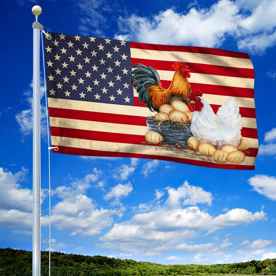 Chicken Flag Chicken Coop American Grommet Flag, Farm Flag