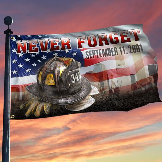 911 Grommet Flag 343 Firefighter Never Forget